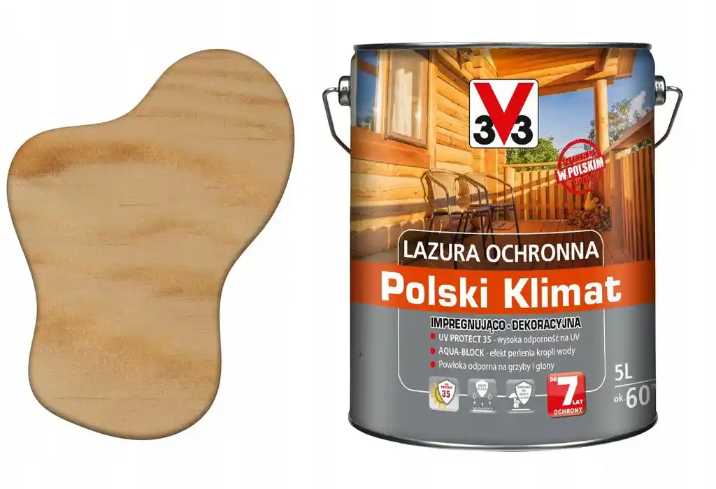 V33 Lazura ochronna POLSKI KLIMAT impregnująco-dekoracyjna bezbarwny 5L