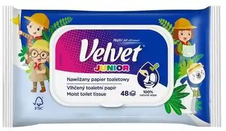 Velvet Nawilżany papier toaletowy Junior 48 listków