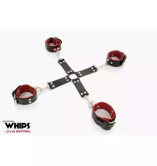 Whips Collections Wiązania-WHIPS krzyżak czerwony