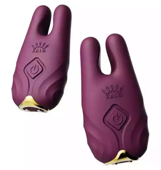 Zalo Nave Wireless Vibrating Nipple Clamps Velvet Purple