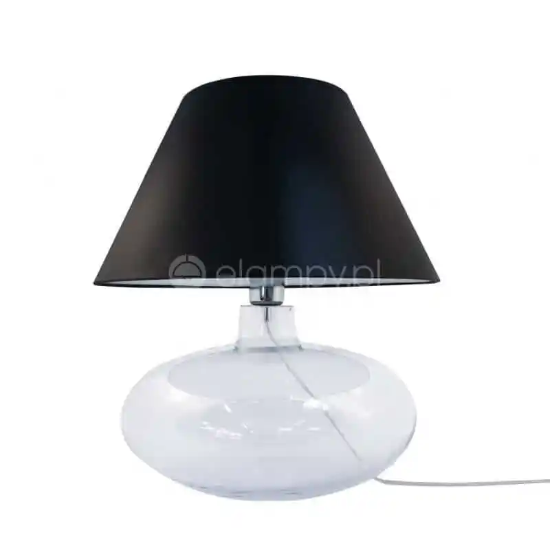 ZUMA LINE Lampa stołowa ADANA TRANSPARENT 5519BK szklana oprawa z czarnym kloszem