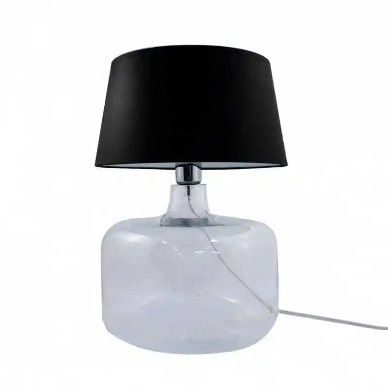 ZUMA LINE Lampa stołowa BATUMI TRANSPARENT 5528BK szklana oprawa z czarnym kloszem