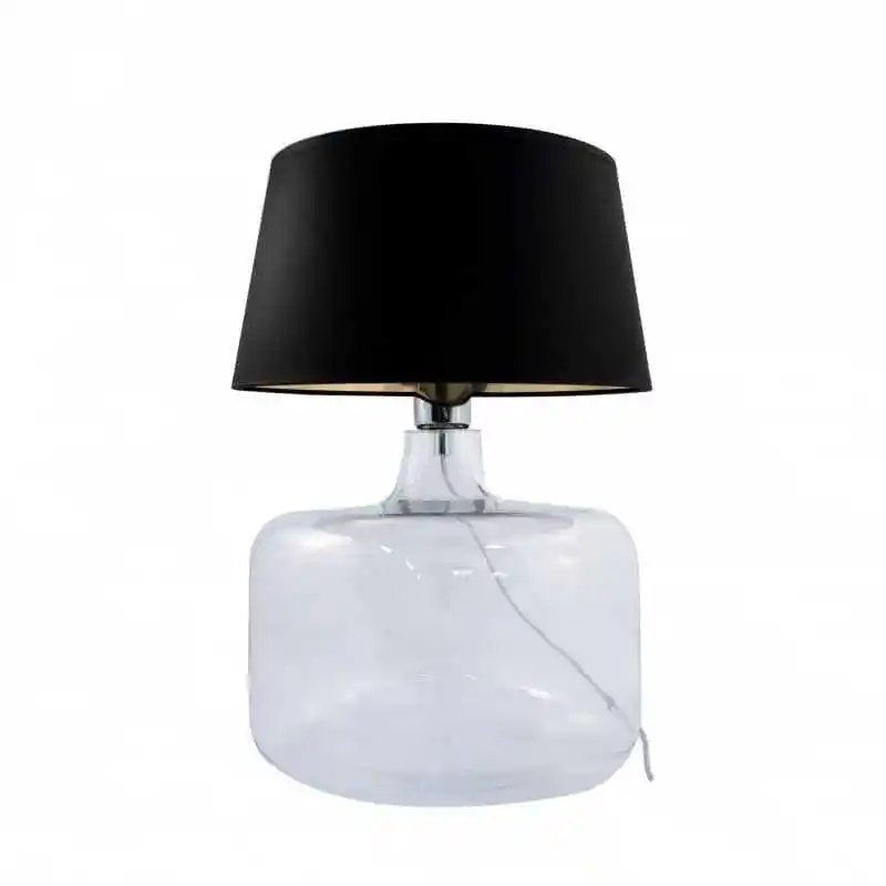 ZUMA LINE Lampa stołowa BATUMI TRANSPARENT 5529BKGO szklana oprawa z czarnym kloszem