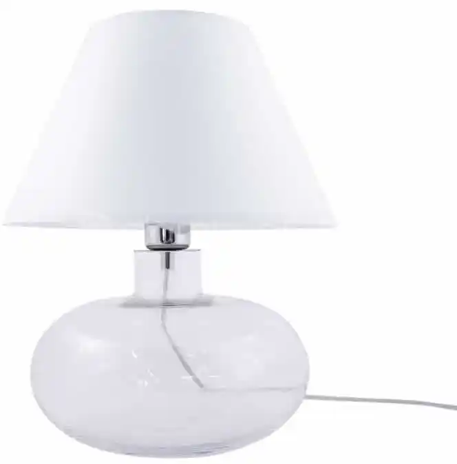 ZUMA LINE Lampa stołowa MERSIN TRANSPARENT 5512WH szklana oprawa z białym kloszem